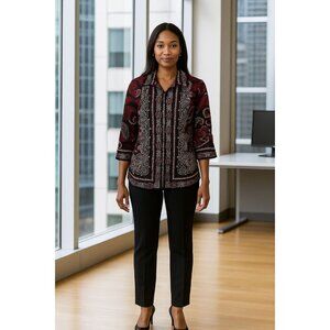 Coldwater Creek Paisley Blazer 14 Black/Multi Sophisticated Boho Chic